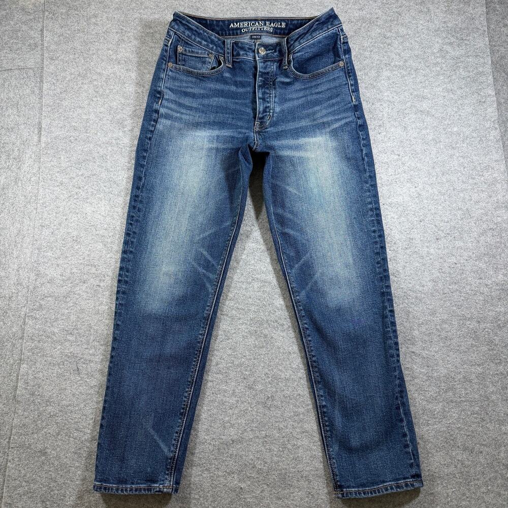 American Eagle Vintage Hi-Rise Jeans Womens 6 Blue Denim Stretch Button Fly